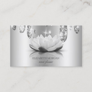 Tarjeta De Visita Moderno y elegante Loto Plateado,Dris