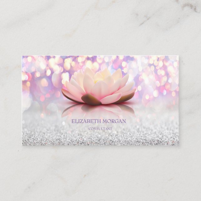 Tarjeta De Visita Moderno y elegante Lotus Bokeh (Anverso)