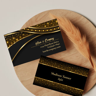 Tarjeta De Visita Moderno y elegante lujo de oro negro