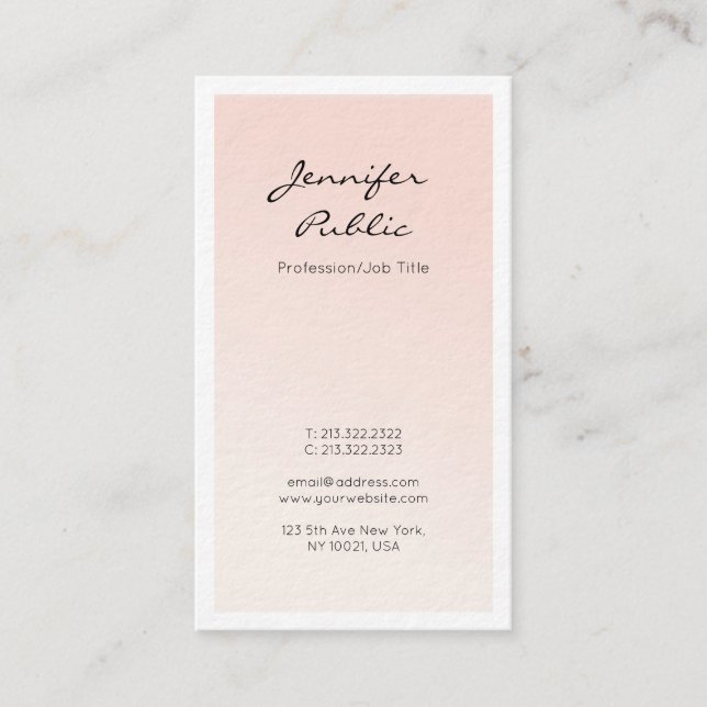Tarjeta De Visita Moderno y elegante lujo profesional rosa Minimalis (Anverso)