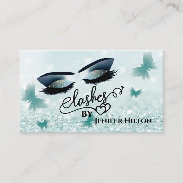 Tarjeta De Visita Moderno y elegante maquillaje de mariposas bokek p (Anverso)