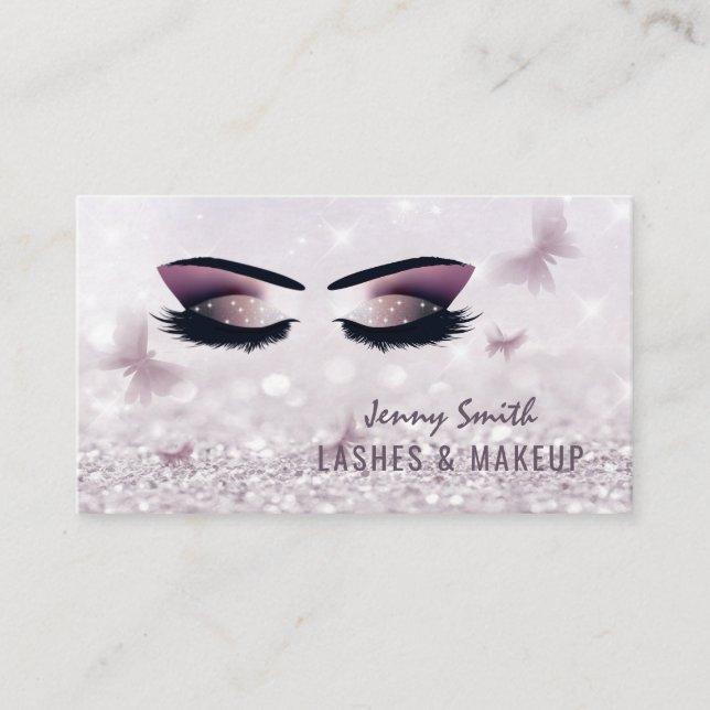 Tarjeta De Visita Moderno y elegante maquillaje de mariposas bokek p (Anverso)