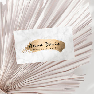 Tarjeta De Visita Moderno y elegante maquillaje de pinceles dorados 