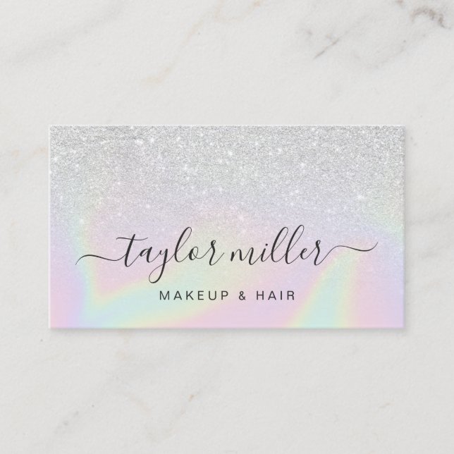 Tarjeta De Visita moderno y elegante maquillaje holográfico (Anverso)