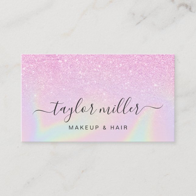 Tarjeta De Visita moderno y elegante maquillaje holográfico (Anverso)