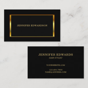 Tarjeta De Visita Moderno y elegante marco dorado profesional negro