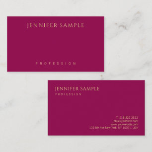 Tarjeta De Visita Moderno y elegante Minimalista Viva Magenta Gold