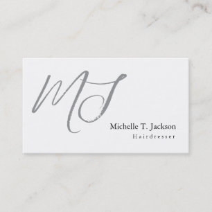 Tarjeta De Visita Moderno y elegante Monograma Dorado Cabecero Blanc