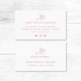 Tarjeta De Visita Moderno y elegante Monograma Girly Bebé Mariposa R