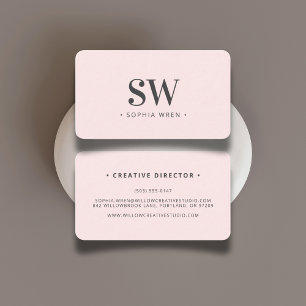 Tarjeta De Visita Moderno y elegante monograma inicial Rubor mínimo 