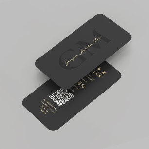 Tarjeta De Visita Moderno y elegante Monograma profesional de oro ne