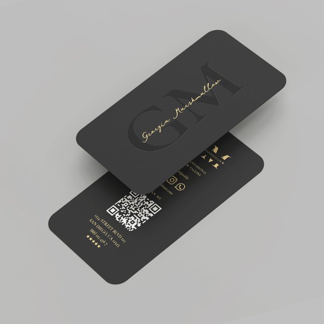 Tarjeta De Visita Moderno y elegante Monograma profesional de oro ne (Modern Marketing Professional Monogram Black Gold Business Card
)