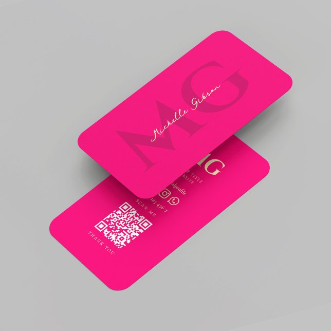 Tarjeta De Visita Moderno y elegante Monograma rosa (Modern Elegant Monogram Gold Pink Business Card
)