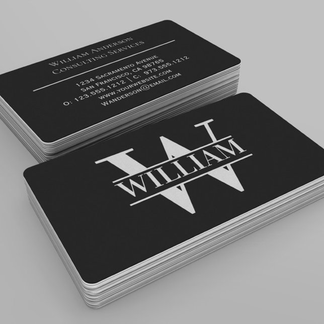 Tarjeta De Visita Moderno y elegante Monograma sencillo personalizad (Subido por el creador)