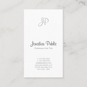 Tarjeta De Visita Moderno y elegante Monograma Sleek Profesional Bla