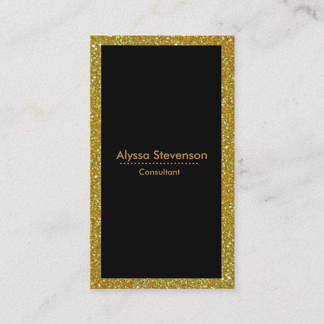 Tarjeta De Visita Moderno y elegante negrita dorado y rayas negras (Anverso)