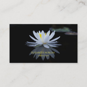 Tarjeta De Visita Moderno y elegante negro, blanco Lotus