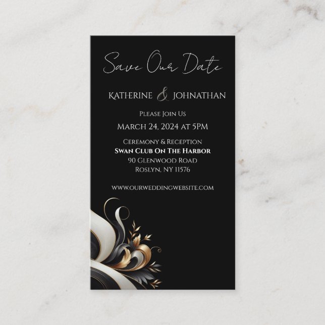 Tarjeta De Visita Moderno y elegante negro y oro (Anverso)