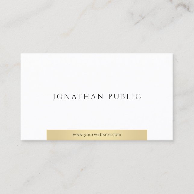 Tarjeta De Visita Moderno y elegante Oro Blanco Simple Profesional (Anverso)