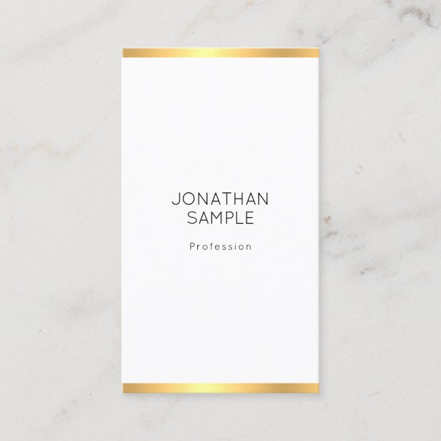 Tarjeta De Visita Moderno y elegante Oro Blanco Simple Profesional (Anverso)