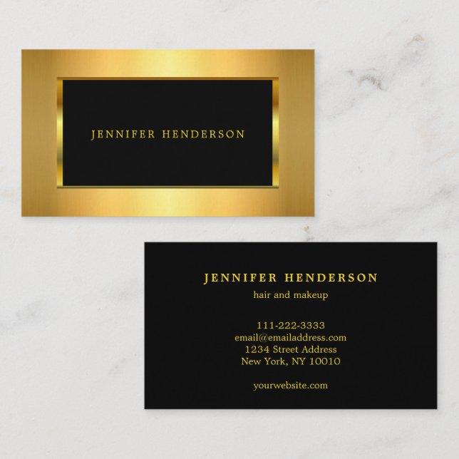 Tarjeta De Visita Moderno y elegante oro negro elegante profesional (Anverso / Reverso)