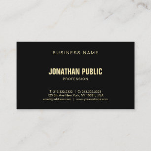 Tarjeta De Visita Moderno y elegante Oro Negro Fashiable Lujo