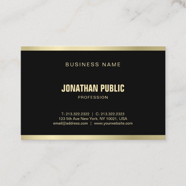 Tarjeta De Visita Moderno y elegante oro negro sofisticado de lujo (Anverso)