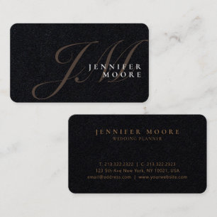 Tarjeta De Visita Moderno y elegante oro Premium negro Monogramado