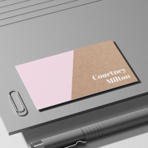 Tarjeta De Visita Moderno y elegante Papel Kraft Subió Geométrico Bl