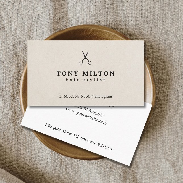 Tarjeta De Visita Moderno y elegante papel Textura Tijeras Peluquerí (Subido por el creador)