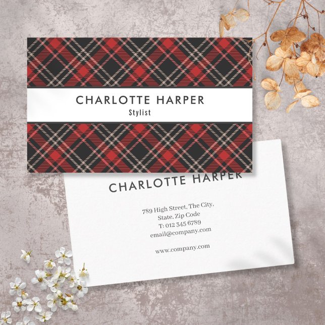 Tarjeta De Visita Moderno y elegante patrón de plástico de Tartán (Modern Elegant Tartan Plaid Pattern Business Card)