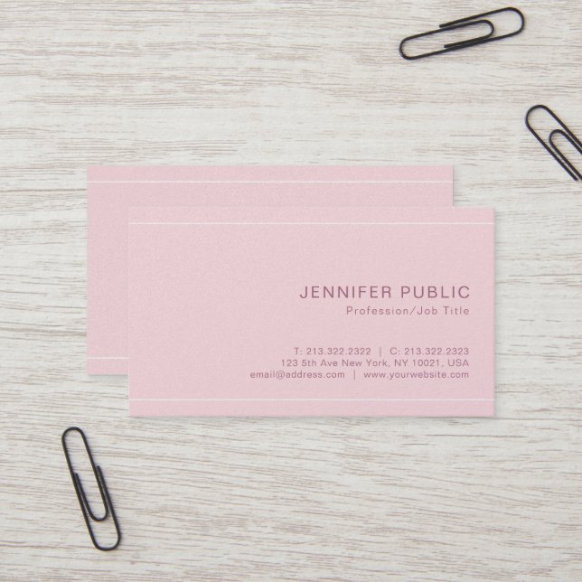 Tarjeta De Visita Moderno y elegante Plain Premium Pearl Finish Luxu (Anverso/Reverso In Situ)