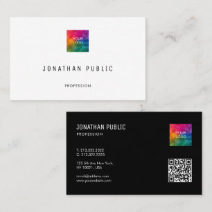 Tarjeta De Visita Moderno y elegante plantilla simple QR Código logo