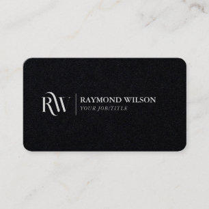 Tarjeta De Visita Moderno y elegante Premium Monogramado en blanco y