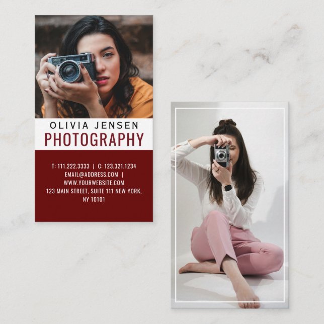 Tarjeta De Visita Moderno y elegante profesional de fotografía minim (Anverso / Reverso)