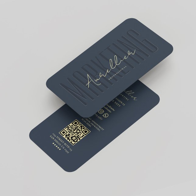 Tarjeta De Visita Moderno y elegante profesional de marketing Dark B (Modern Elegant Marketing Professional Dark Blue Business Card
)