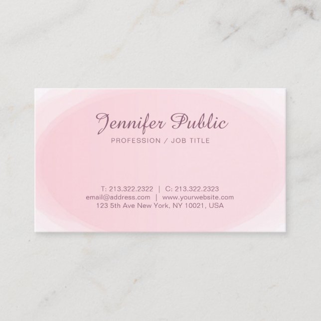 Tarjeta De Visita Moderno y elegante profesional de Moda rosa Rubor (Anverso)