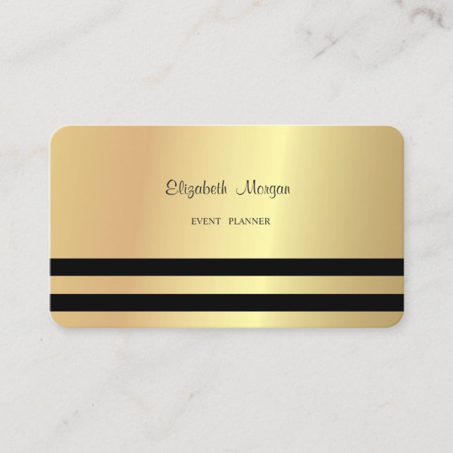 Tarjeta De Visita Moderno y elegante profesional Faux Gold, a rayas (Anverso)