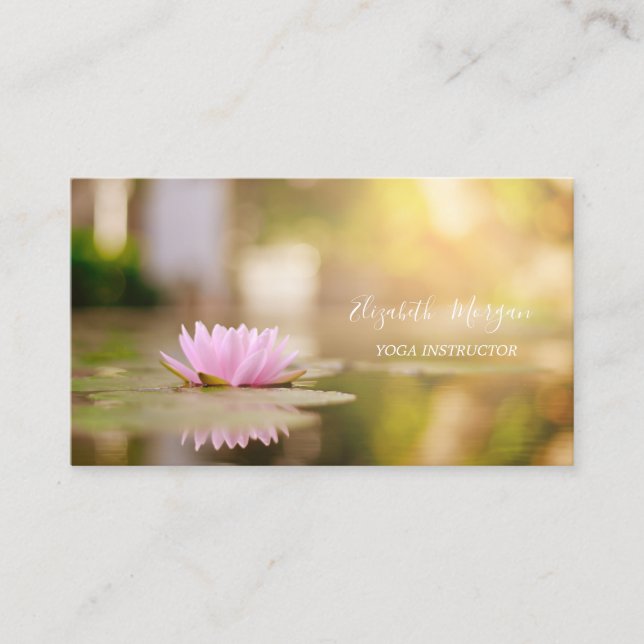 Tarjeta De Visita Moderno y elegante profesional Lotus Gold Yoga (Anverso)
