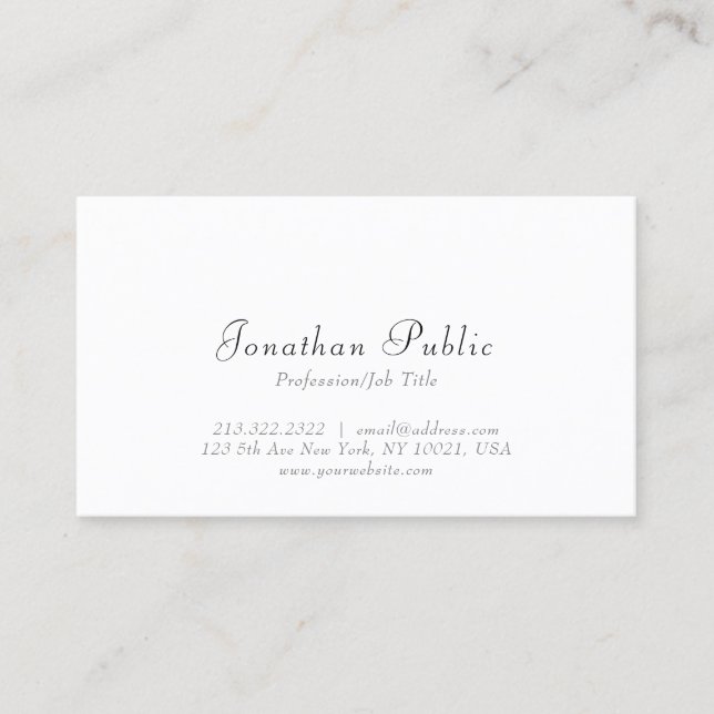 Tarjeta De Visita Moderno y elegante profesional manuscrito simple (Anverso)