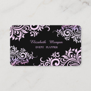 Tarjeta De Visita Moderno y elegante profesional negro, floral