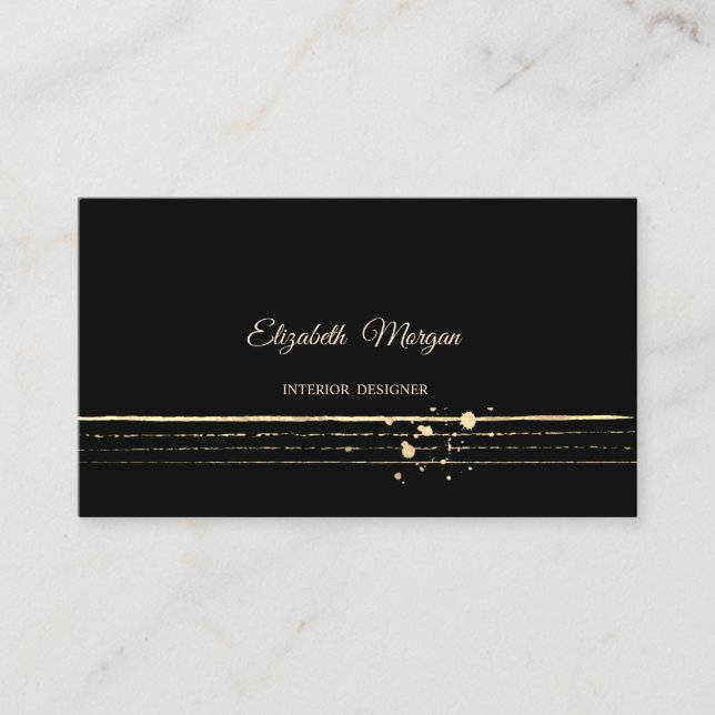 Tarjeta De Visita Moderno y elegante profesional, negro, rayas de or (Anverso)