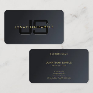 Tarjeta De Visita Moderno y elegante profesional negro y oro lujoso