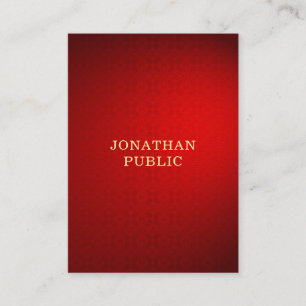 Tarjeta De Visita Moderno y elegante profesional Red Damask Gold Tex