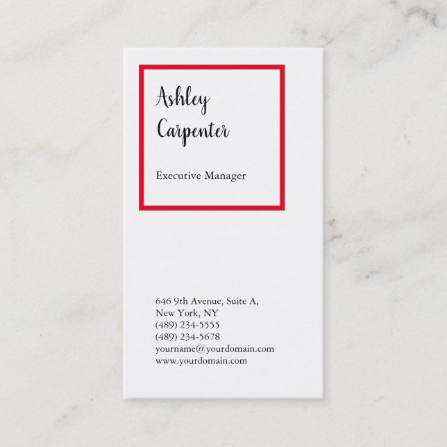 Tarjeta De Visita Moderno y elegante profesional rojo impresionante (Anverso)
