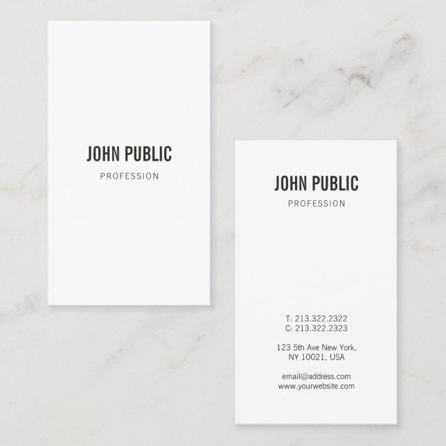 Tarjeta De Visita Moderno y elegante profesional vertical simple (Anverso / Reverso)