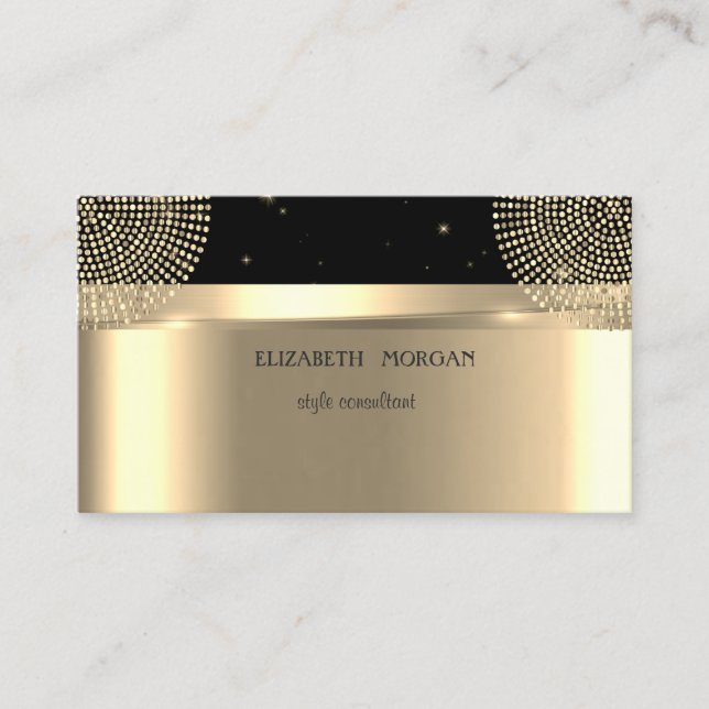 Tarjeta De Visita Moderno y elegante puntos profesionales de oro, ne (Anverso)