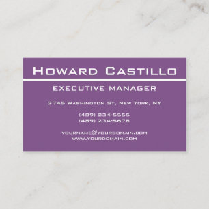 Tarjeta De Visita Moderno y elegante Purple Professional