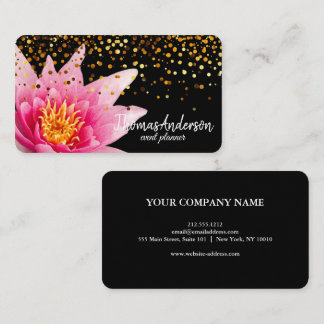 Tarjeta De Visita Moderno y elegante Purpurina de oro Lotus