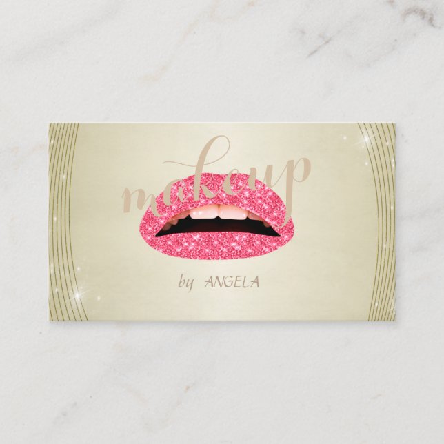 Tarjeta De Visita Moderno y elegante Purpurinoso glamoroso, labios (Anverso)
